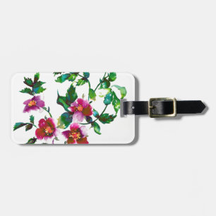 Elegante moderne Aquarellfarben, dunkelrosa Wildbl Gepäckanhänger