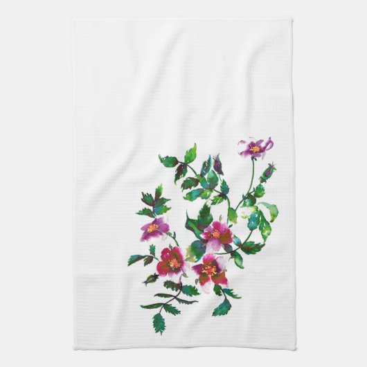 Elegante moderne Aquarellfarben, dunkelrosa Wildbl Handtuch (Vertikal)