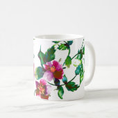 Elegante moderne Aquarellfarben, dunkelrosa Wildbl Kaffeetasse (VorderseiteRechts)
