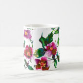 Elegante moderne Aquarellfarben, dunkelrosa Wildbl Kaffeetasse (Mittel)