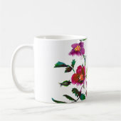 Elegante moderne Aquarellfarben, dunkelrosa Wildbl Kaffeetasse (Links)