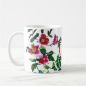 Elegante moderne Aquarellfarben, dunkelrosa Wildbl Kaffeetasse (Links)