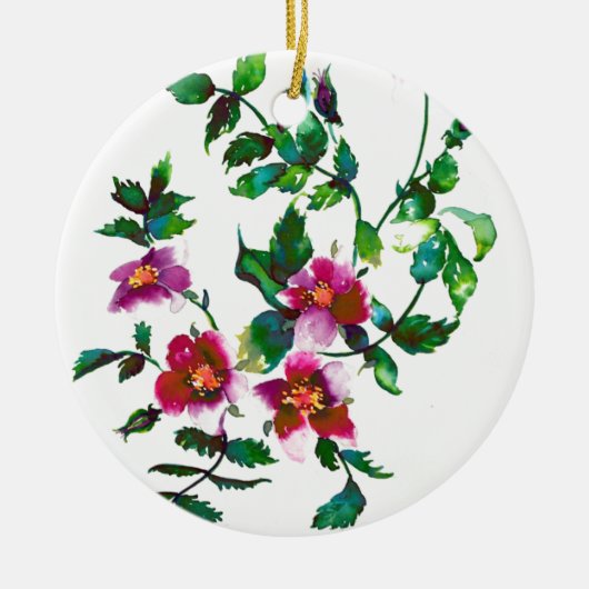 Elegante moderne Aquarellfarben, dunkelrosa Wildbl Keramikornament (Vorne)