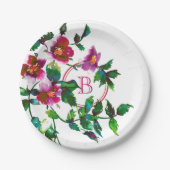 Elegante moderne Aquarellfarben, dunkelrosa Wildbl Pappteller (Vorderseite)