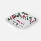 Elegante moderne Aquarellfarben, dunkelrosa Wildbl Pappteller (Gewinkelt)