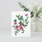 Elegante moderne Aquarellfarben, dunkelrosa Wildbl Postkarte (Stehend Vorderseite)