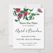 Elegante moderne Aquarellfarben, dunkelrosa Wildbl Save The Date (Vorderseite)