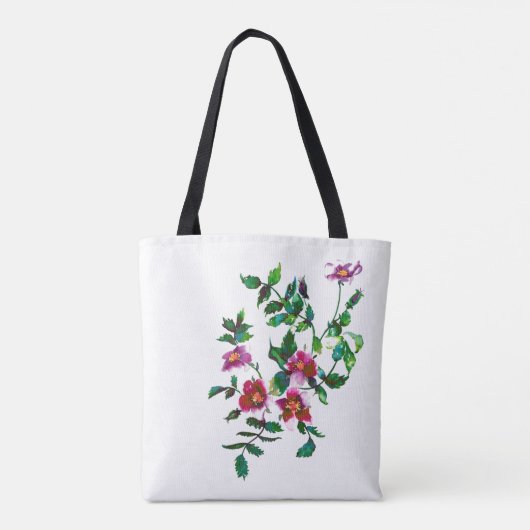 Elegante moderne Aquarellfarben, dunkelrosa Wildbl Tasche (Rückseite)