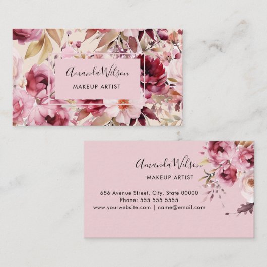 Elegante moderne Aquarellfarben-Flora-Visitenkarte Visitenkarte (Vorne/Hinten)