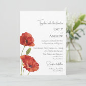 Elegante Moderne Aquarellfarben Rote Poppies Hochz Einladung (Stehend Vorderseite)