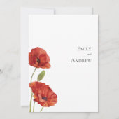 Elegante Moderne Aquarellfarben Rote Poppies Hochz Einladung (Rückseite)