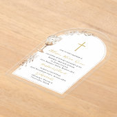 Elegante moderne Aquarelltaufe Beige Engel Taufe Acryleinladungen (Ablage )