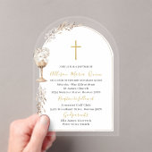 Elegante moderne Aquarelltaufe Beige Engel Taufe Acryleinladungen (Insitu (Handheld))