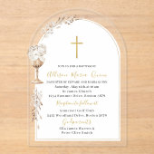 Elegante moderne Aquarelltaufe Beige Engel Taufe Acryleinladungen (Vorderseite)