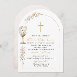 Elegante moderne Aquarelltaufe Beige Engel Taufe Einladung