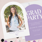 Elegante Moderne Arch Foto Lilac Graduation Party Einladung