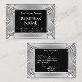 Elegante Moderne Art Deco Schwarze Imitate Silberc Visitenkarte (Vorne/Hinten)