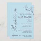 Elegante moderne Baby Blue Taufe Einladung (Vorne/Hinten)