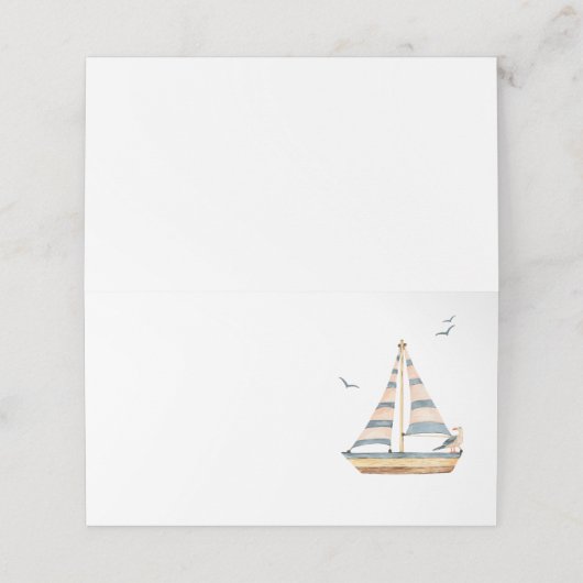 Elegante moderne Babydusche mit Wasserschiff Platzkarte (Außenseite Aufgefaltet)