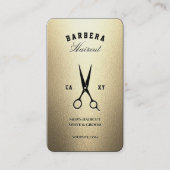 Elegante moderne Barber Barbershop Gold Scheren Visitenkarte (Vorderseite)