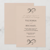 Elegante, moderne Beige Einladung zur Hochzeit (Vorne/Hinten)