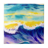 Elegante moderne bemalte Ocean Wave Sunlight Fliese (Vorderseite)