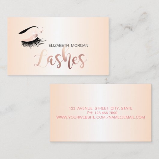 Elegante Moderne Berufliche Lashes Visitenkarte (Vorne/Hinten)