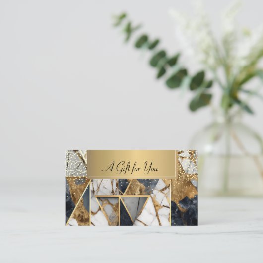 Elegante moderne, Berufliche Marmorgoldgeometrie Rabattkarte (Stehend Vorderseite)