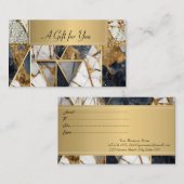 Elegante moderne, Berufliche Marmorgoldgeometrie Rabattkarte (Vorne/Hinten)