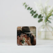 Elegante Moderne Berufliche Script-Fotografie Quadratische Visitenkarte (Stehend Vorderseite)