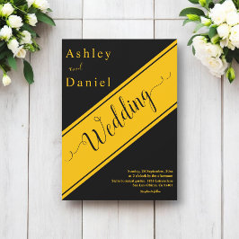 Elegante moderne Black and Gold Luxury Chic Weddin Einladung