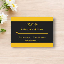 Elegante moderne Black and Gold Luxury Chic Weddin RSVP Karte