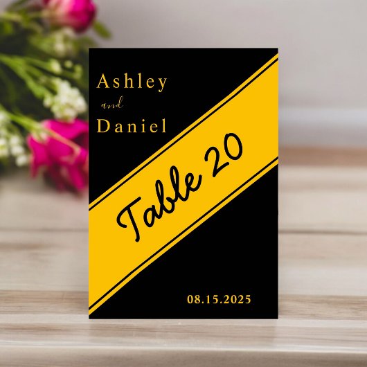 Elegante moderne Black and Gold Luxury Chic Weddin Tischnummer