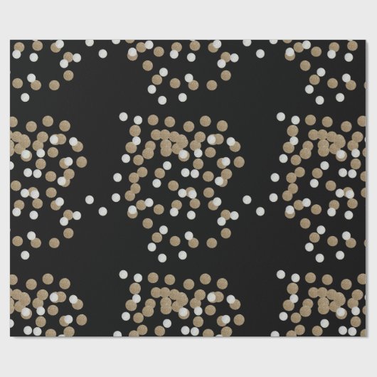 elegante, moderne Black Gold Confetti Geschenkpapier (Flach)