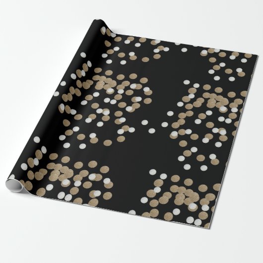 elegante, moderne Black Gold Confetti Geschenkpapier (Ungerollt)