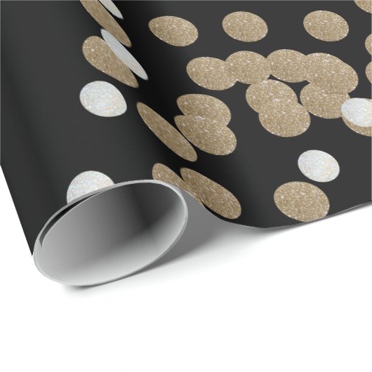 elegante, moderne Black Gold Confetti Geschenkpapier (Rolleneckpunkt)