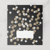 elegante, moderne Black Gold Confetti Platzkarte (Außenseite Aufgefaltet)