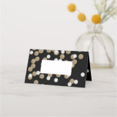 elegante, moderne Black Gold Confetti Platzkarte (Vorderseite)