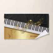 Elegante moderne Black Gold Musiknoten, Piano Keys Badhandtuch Set (Handtuch)