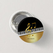 Elegante moderne Black Gold Musiknoten, Piano Keys Button (Vorne & Hinten)