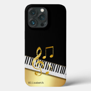 Elegante moderne Black Gold Musiknoten, Piano Keys Case-Mate iPhone Hülle