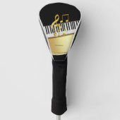 Elegante moderne Black Gold Musiknoten, Piano Keys Golf Headcover (Vorderseite)