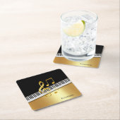 Elegante moderne Black Gold Musiknoten, Piano Keys Rechteckiger Pappuntersetzer (Vor Ort)