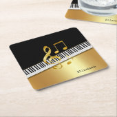 Elegante moderne Black Gold Musiknoten, Piano Keys Rechteckiger Pappuntersetzer (angewinkelt)