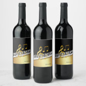 Elegante moderne Black Gold Musiknoten, Piano Keys Weinetikett (Flaschen)