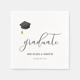 Elegante moderne Black Graduate Cap Graduation Par Serviette