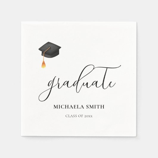 Elegante moderne Black Graduate Cap Graduation Par Serviette (Vorderseite)