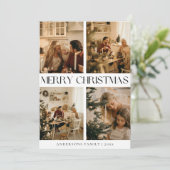 Elegante moderne Black Merry Weihnachtskarte Feiertagskarte (Stehend Vorderseite)