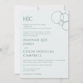 Elegante moderne Blasen Geometric Gray & Dark Aqua Einladung