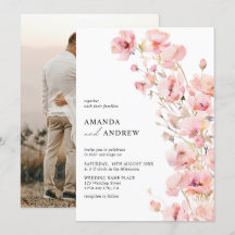 Elegante moderne blassrosa florale Foto-Hochzeit